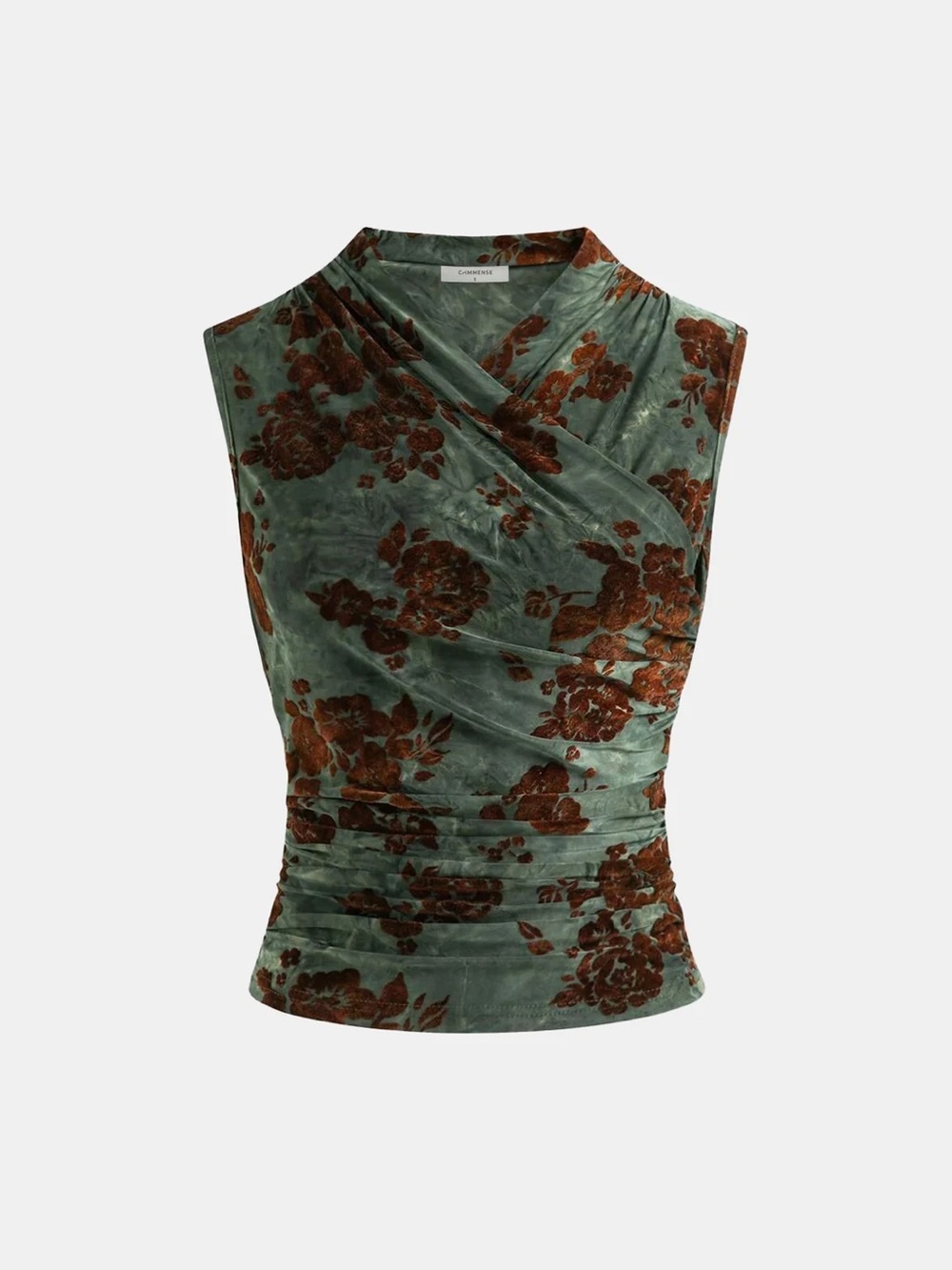 Sleeveless Burgundy Floral Velvet Top